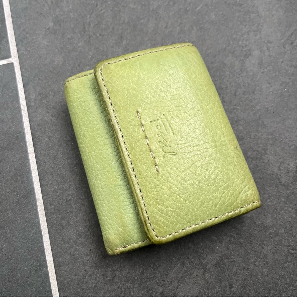 Green Leather Tri-Fold Wallet